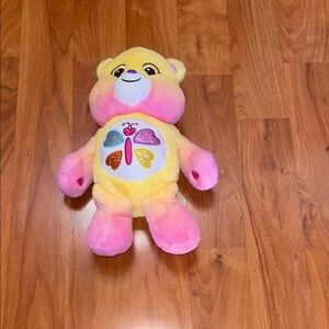 Care Bears Yellow and Pink Stuffed Animal with Butterfly Design